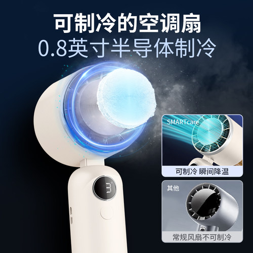 韩国SMARTcare制冷风手持高速小风扇冰感空调扇便携式随身可挂书包静音长续航电风扇充电户外小型迷你大风力 - 图1