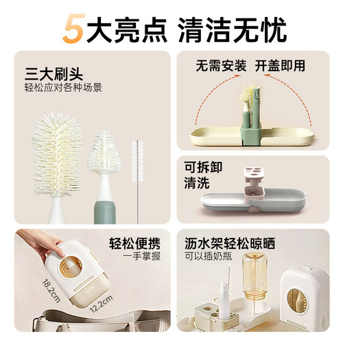 新款smartcare奶瓶刷婴儿硅胶便携奶嘴刷套装清洗刷旅行装沥水架 - 图0