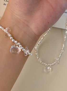 甜美风猫咪吊坠银珠项链女新款小众温柔气质项链可爱ins风锁骨链