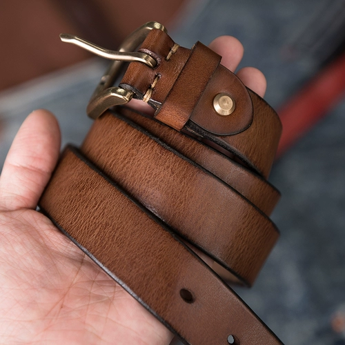 Ретро кожаный медный ремень, 2.8см, воловья кожа