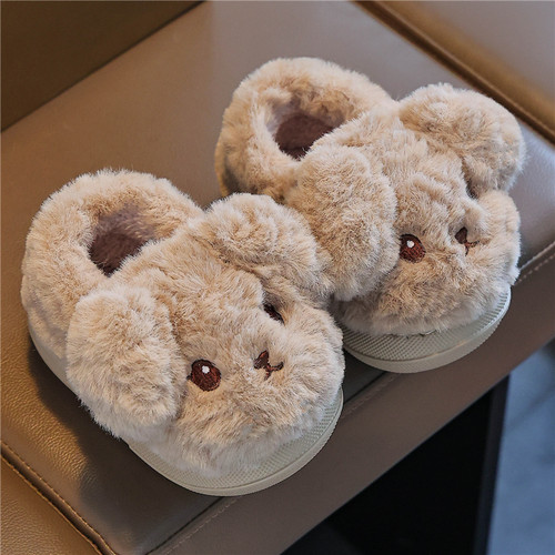儿童冬季棉拖鞋软底防滑加厚绒保暖居家中小童女孩毛毛绒宝宝棉鞋 - 图0