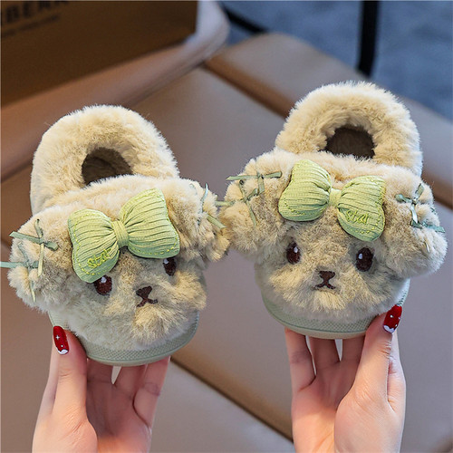 儿童冬季棉拖鞋软底防滑加厚绒保暖居家中小童女孩毛毛绒宝宝棉鞋 - 图3