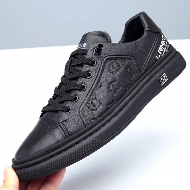 男鞋头层牛皮新款透气小白鞋百搭潮流运动板鞋男士真皮软底休闲鞋 - 图1