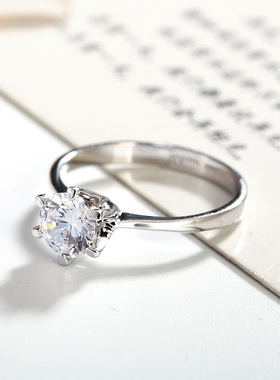 925纯银仿真钻石戒指18k求婚