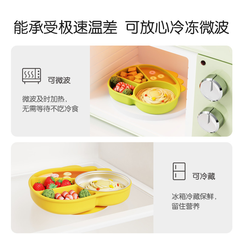 宝宝餐盘分格盘吸盘一体式婴儿学吃饭训练辅食碗硅胶勺子儿童餐具,淘宝优惠券,粉丝福利购,淘宝优惠卷