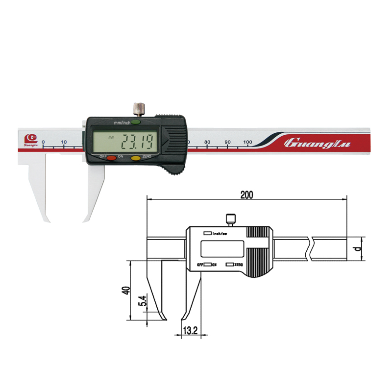 桂林广陆数显刀口形外沟槽电子卡尺外沟外孔机械0-100孔尺 - 图2