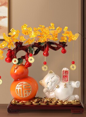 新中式高档家居客厅躺赢招财猫摆件装修房子入宅大吉乔迁送礼佳品