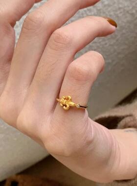 鸢尾花镶钻开口戒指女轻奢百搭