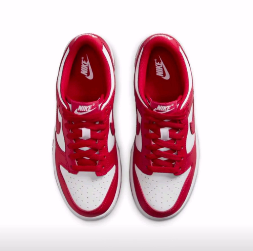 Nike Dunk 皮革 Low 舒适百搭 防滑耐磨 低帮 儿童板鞋 红白 - 图2