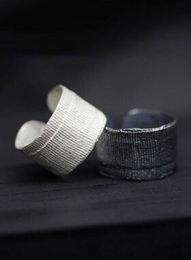创口贴戒指暗黑系S925纯银绷带小众设计个性款指环ins男女配饰