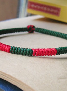 本命年红绿金刚结情侣手链手绳