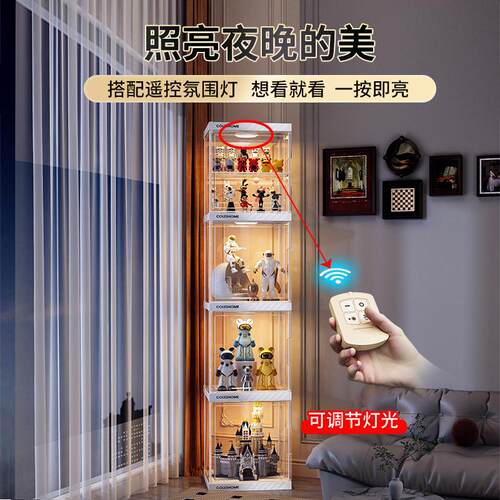手办展示柜透明盲盒展示架子高达仿亚克力适用乐高玩具模型收纳盒 - 图2