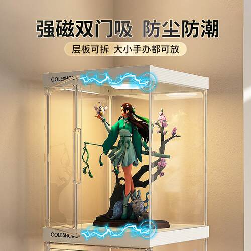 手办展示柜透明盲盒展示架子高达仿亚克力适用乐高玩具模型收纳盒 - 图1