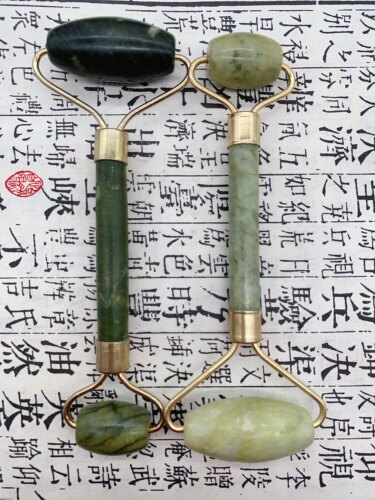 天然岫玉推脸器刮痧板天然玉石推脸器玉石按摩器随机 - 图0