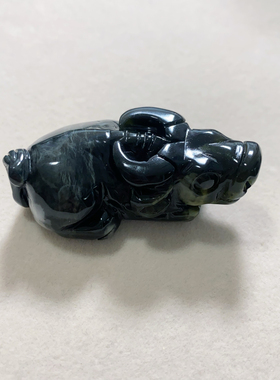 新岫玉牛手把件花玉牛摆件吊坠金牛立体生肖吊坠私拍随机发