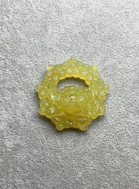 新岫玉花环莲花吊坠天然玉石荷花玉佩国风汉服步摇禁步保真玉石