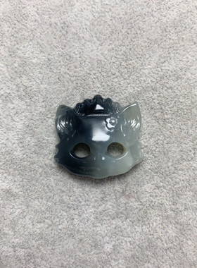 新天然岫玉猫面具吊坠猫猫面罩玉佩项链毛衣链双面精工雕刻手牌猫
