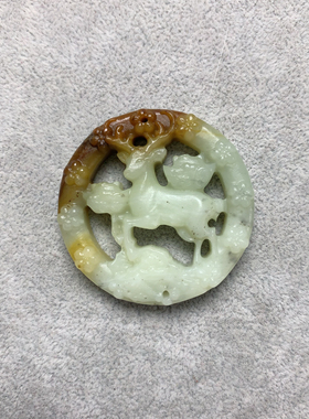 新岫玉神鹿吊坠小鹿玉挂件古风汉服玉佩镂空鹿牌吊坠玉鹿禁步腰挂