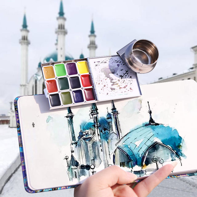 Watercolor paint repackaged mini portable sketching