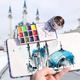 Watercolor paint repackaged mini portable sketching