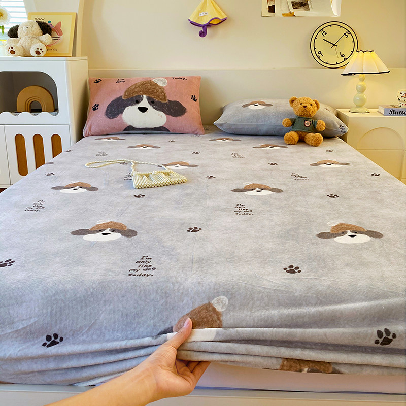 冬季加厚牛奶绒床笠床垫保护套珊瑚绒床罩三件套法兰绒单双防尘套,淘宝优惠券,粉丝福利购,淘宝优惠卷