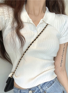 欧洲站白色短袖t恤女polo小衫