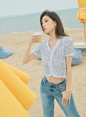 欧洲站混纱v领针织开衫女