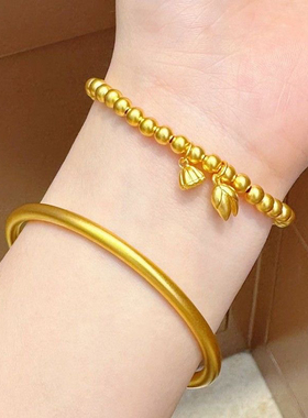 沙金古法莲蓬手链女久不掉色两世欢仿真黄金圆珠手串