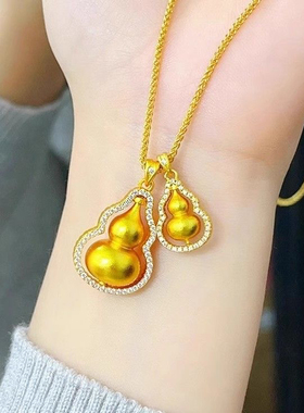韦雪金色同款吊坠中式旋转时尚高级葫芦项链礼物女友复古气质