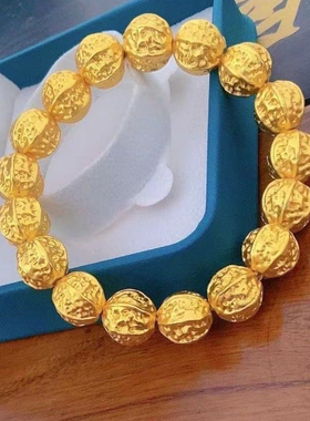 核桃手串轻奢黄金色手串精工款高颜值霸气招财男士手链