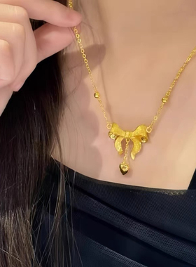 在逃公主蝴蝶结爱心流苏吊坠南非锡金潮流百搭锁骨链不掉色可水洗