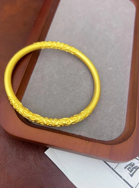 南非锡金新款古法卷草纹手镯实心素圈情人节礼送女友