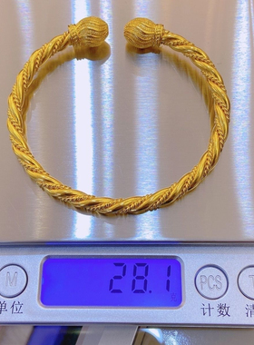 高级感南非锡金新款手镯南瓜头麻花实心开口手镯可调节送礼物