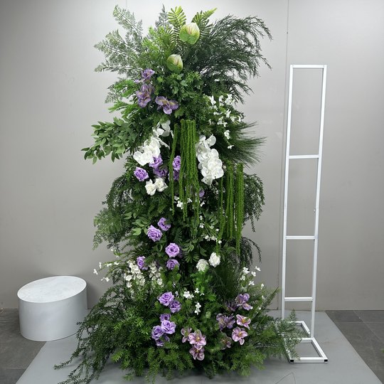 森系背景婚庆装饰花订婚仿真花门造景橱窗布置网红打卡芦荀草花柱