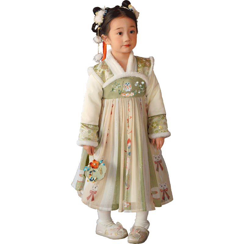 元旦汉服女童唐装小女孩中国风超仙古装连衣裙儿童唐装襦裙演出服,淘宝优惠券,粉丝福利购,淘宝优惠卷