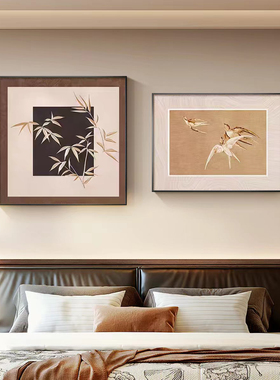 中古风花卉双联组合画法式复古高级感卧室床头挂画餐厅客厅装饰画