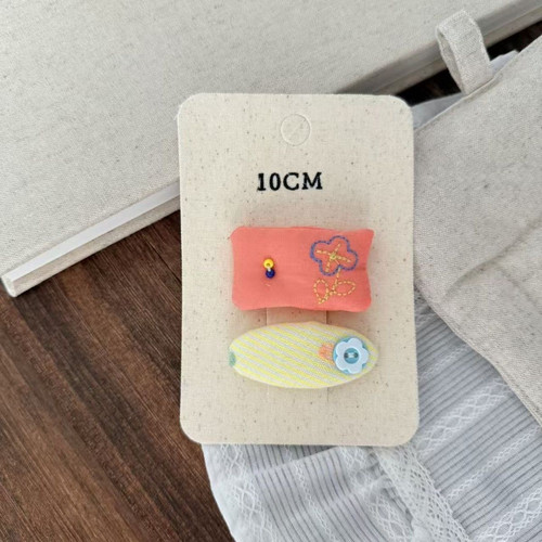 新款韩版甜美抱枕发夹少女纽扣珠珠掰掰夹布艺儿童碎发刘海夹 - 图2