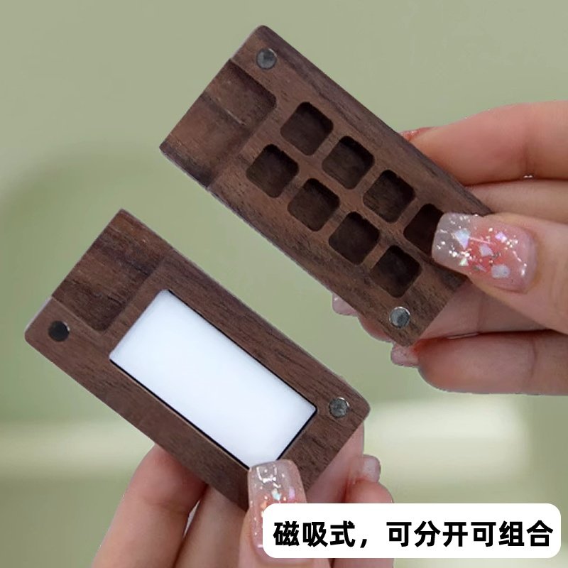 胡桃木水彩颜料盒8格/15格/24格迷你分装盒随身便携旅行画画空盒旅行盒美术生专用水彩调色盒颜料收纳盒格子,淘宝优惠券,粉丝福利购,淘宝优惠卷