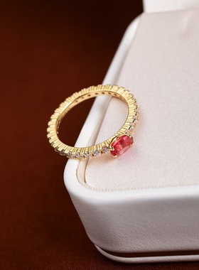 竺玥·可拆卸多戴款红刚玉戒指精工s925银意式拉丝轻奢双层水波纹