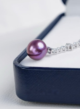竺玥·紫韵天然淡水爱迪生紫色珍珠项链精工S925纯银轻奢小众高级