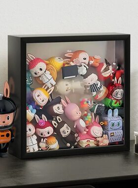diy盲盒收纳相框松松罐叠立体手办展示框透明防尘公仔画框展示盒