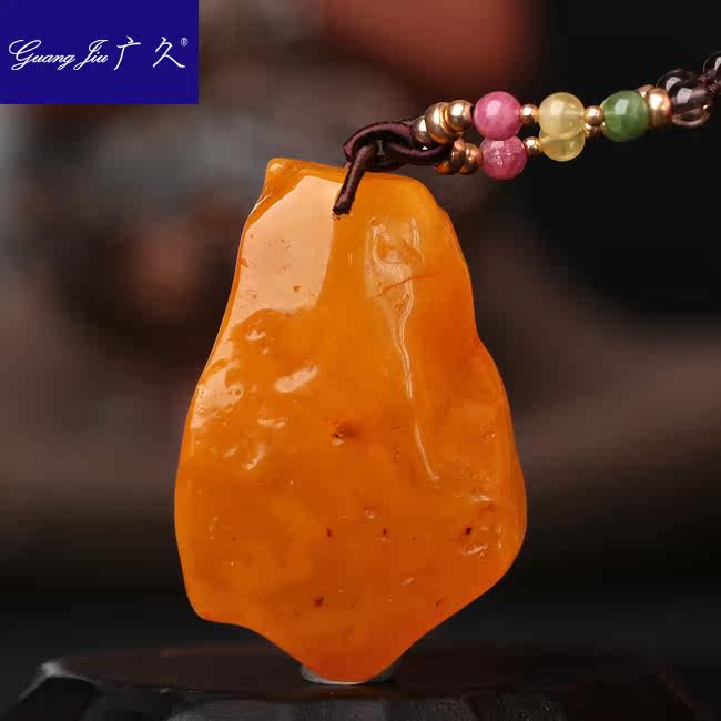 广久波罗的海天然蜜蜡原皮原石项坠 广久项链
