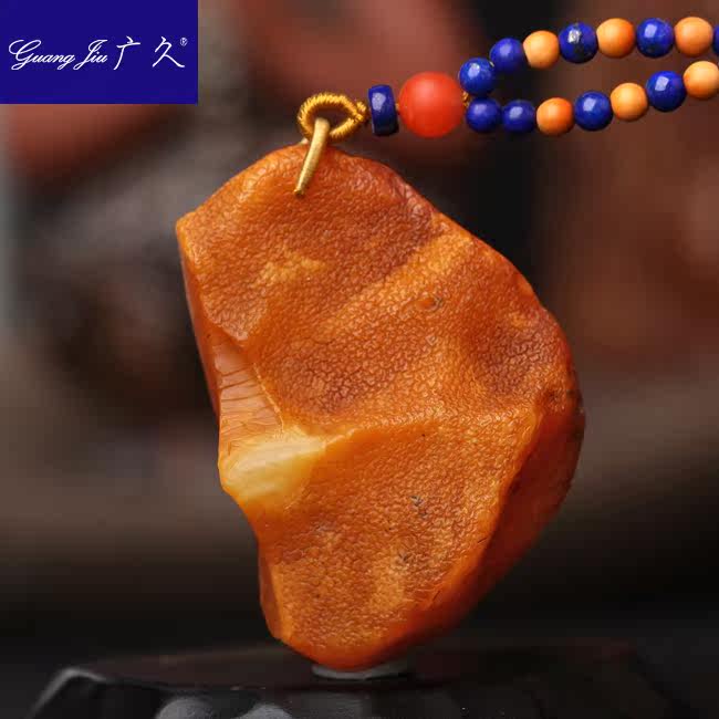 广久波罗的海天然蜜蜡原皮原石项坠 广久项链