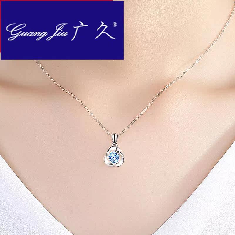 广久a1vana18k白金锁骨女镶项链 广久项链