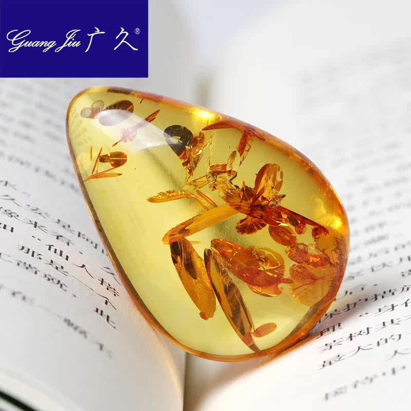 广久天然蜜蜡原石925银简约吊坠 广久项坠/吊坠