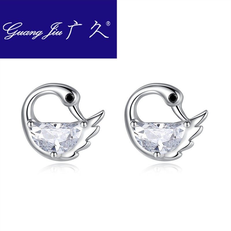 广久a1纯银天鹅简约冷淡风气质耳钉 广久耳钉