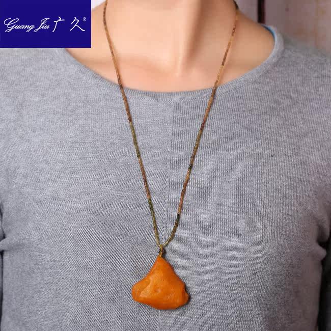 广久波罗的海天然蜜蜡原皮原石项坠 广久项链