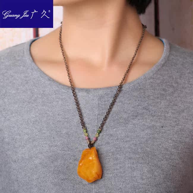 广久波罗的海天然蜜蜡原皮原石项坠 广久项链