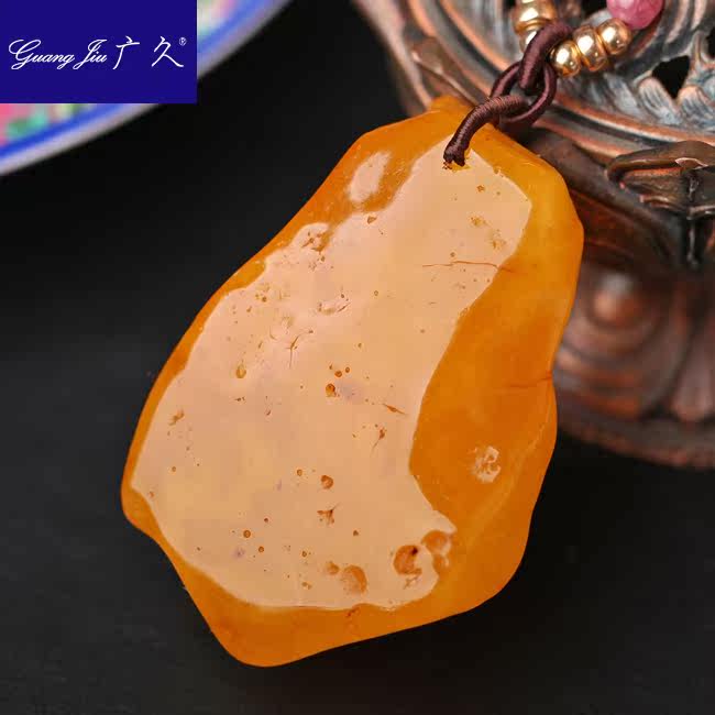 广久波罗的海天然蜜蜡原皮原石项坠 广久项链