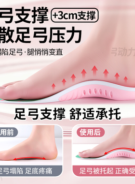 女生运动专用鞋垫足弓支撑高弹力